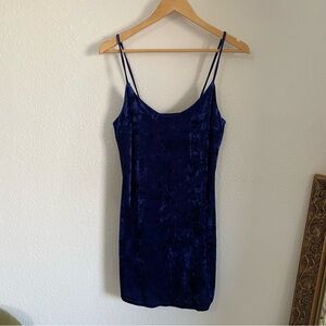 Forever 21 Dark Sapphire Blue Crushed Velvet Mini Dress Skinny Strap Formal M